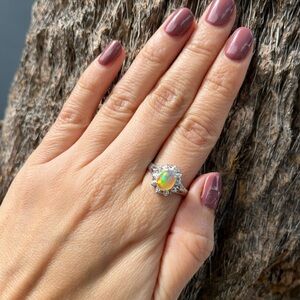 0.78 Carat opal diamond platinum ring